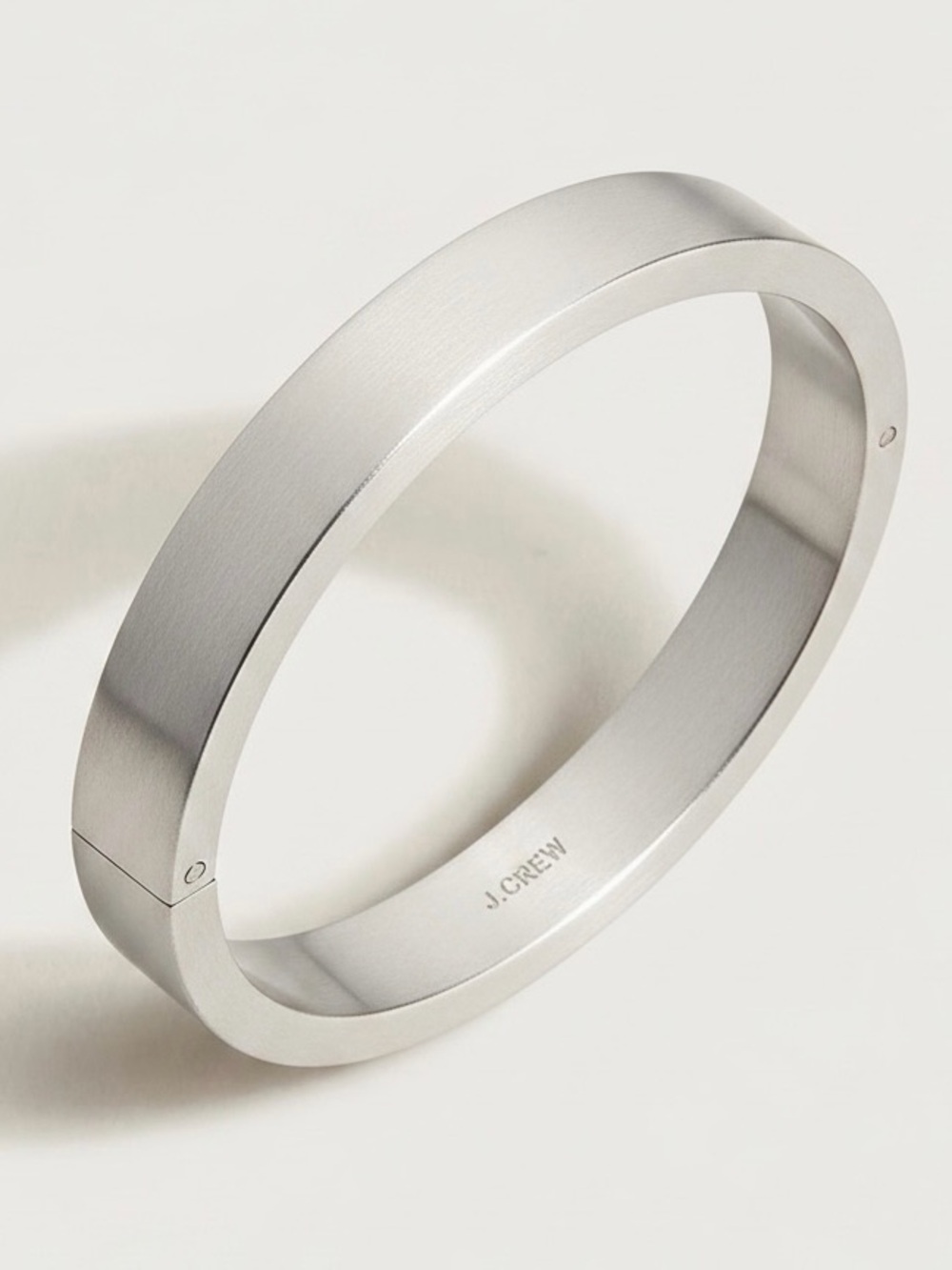 J.Crew Silver Hinged Bangle Bracelet Modern Polished Finish Minimalist NWT